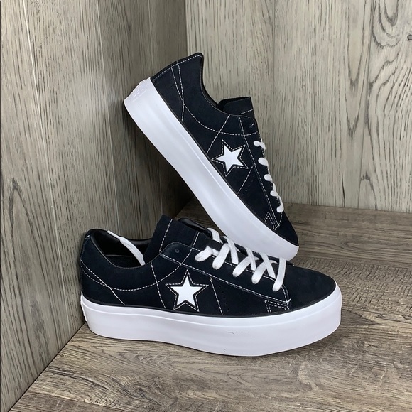 black one star converse platform